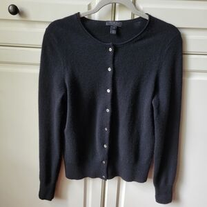 Saks Fifth Avenue Black Cashmere Sweater Cardigan L